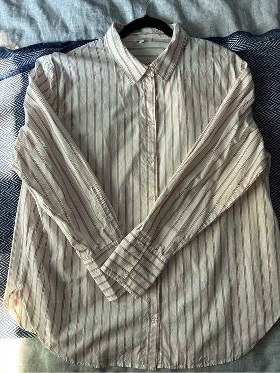 Gentle Fawn Tops - Gentle Fawn Cream 100% Cotton Button-Up Shirt with light Brown and pink Stripes